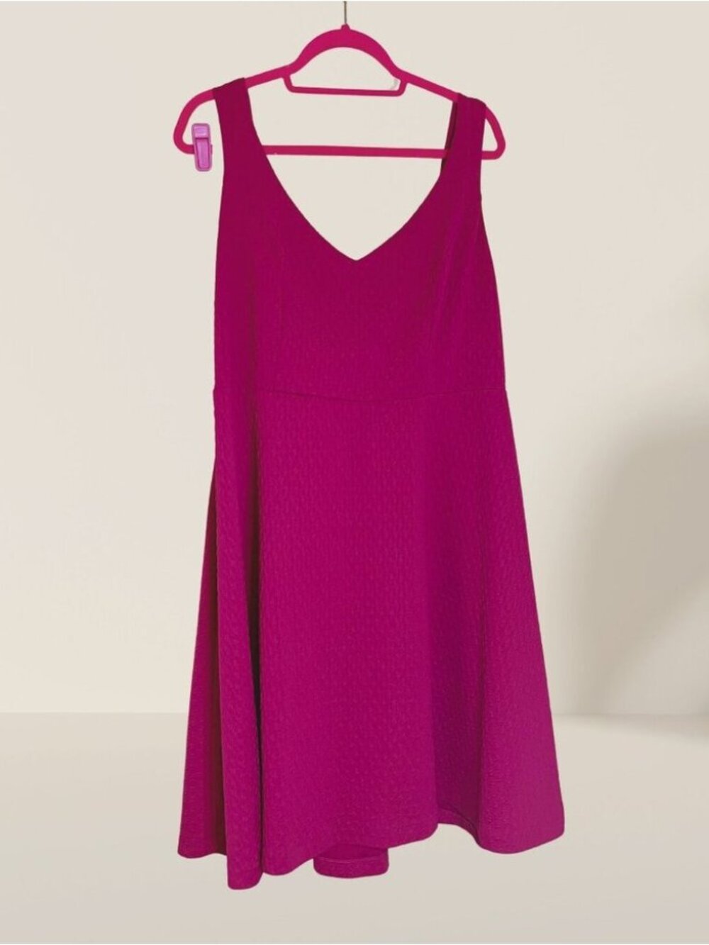 Magenta Sleeveless V-Neck Fit & Flare Dress
